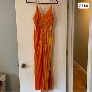 Urban outfitters orange velvet maxi dress